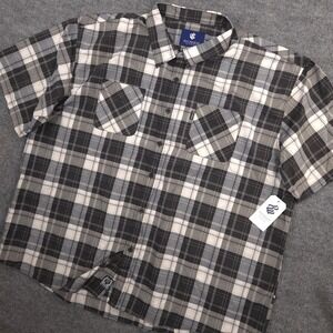 Rocawear Shirt Mens 6XB Black Plaid Classic Button Up Short Sleeve Casual NEW